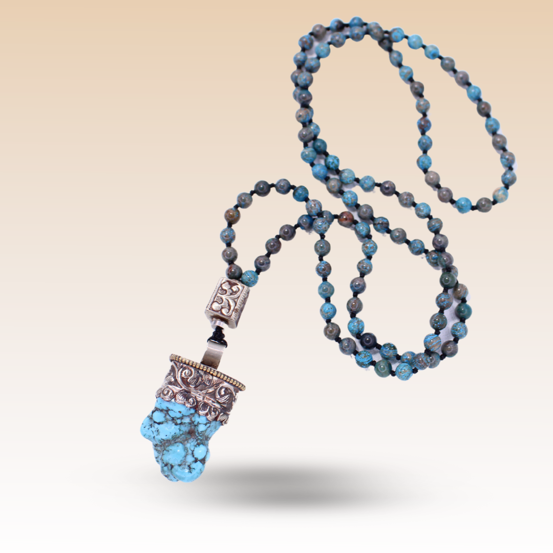 Tibetan Silver 925 Necklace with Natural Turquoise