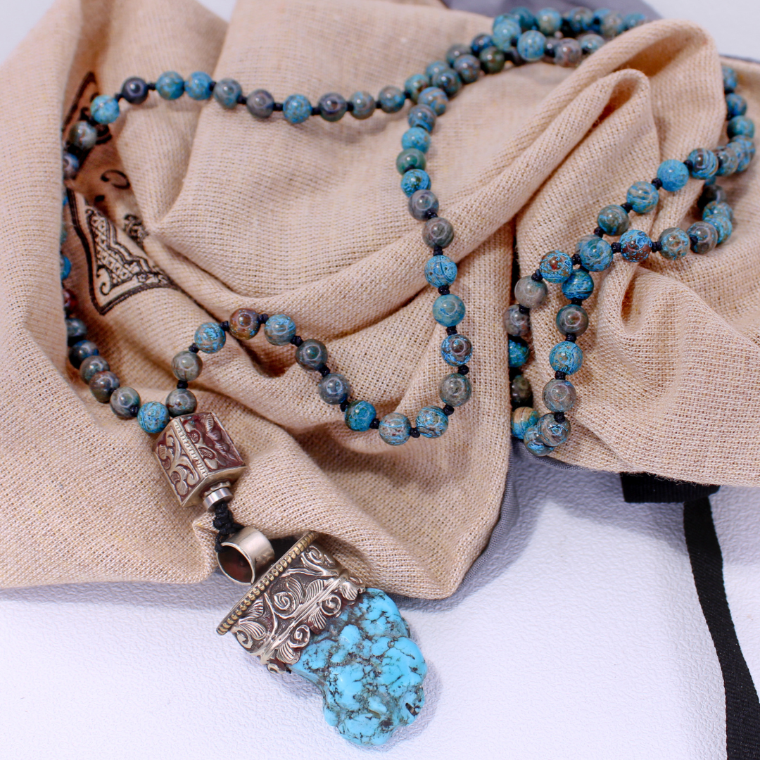Tibetan Silver 925 Necklace with Natural Turquoise